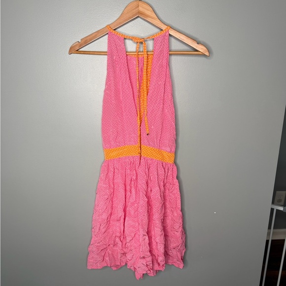 NWT Juicy Couture 100% Silk Halter Dress in Pink Plumeria/Mandarin - Picture 4 of 14